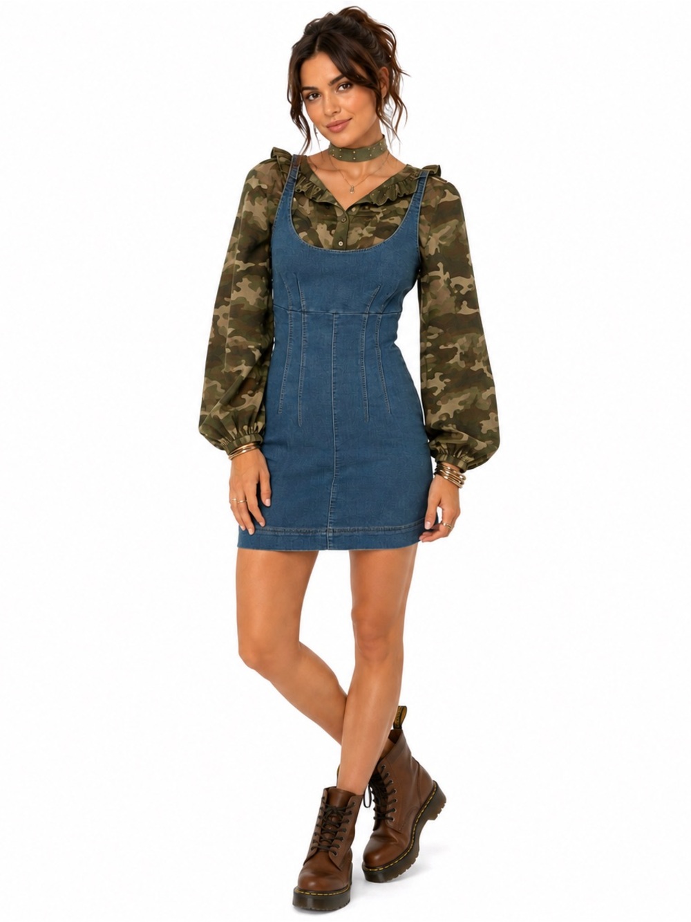No Boundaries Contour Stitch Denim Dress Womens SZ XS Bodycon Dainty Coquette